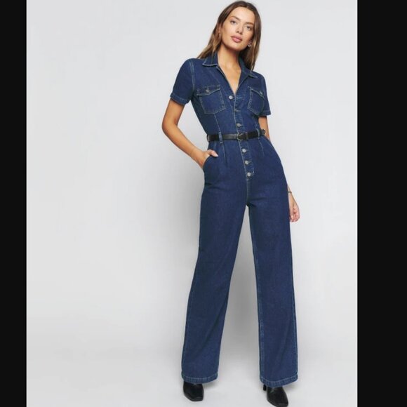 Reformation James Denim Jumpsuit - Picture 1 of 5